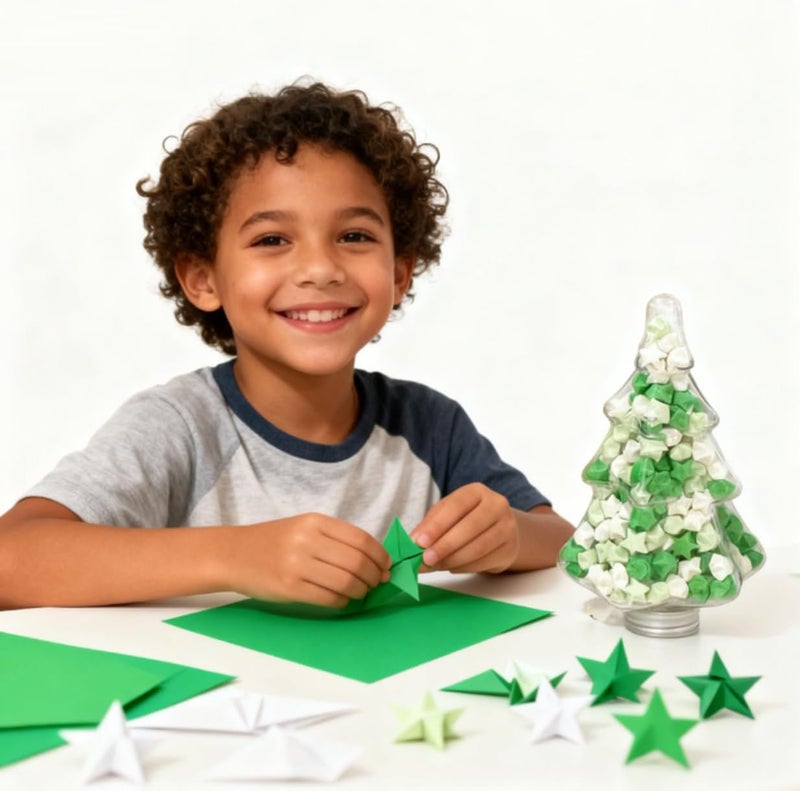 Aeojoor 540 star origami strips, handmade paper star green handmade origami - Image 3
